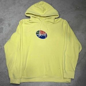 Stussy Oval Logo Pullover Hoodie Small NWT Yellow/Lemon Color